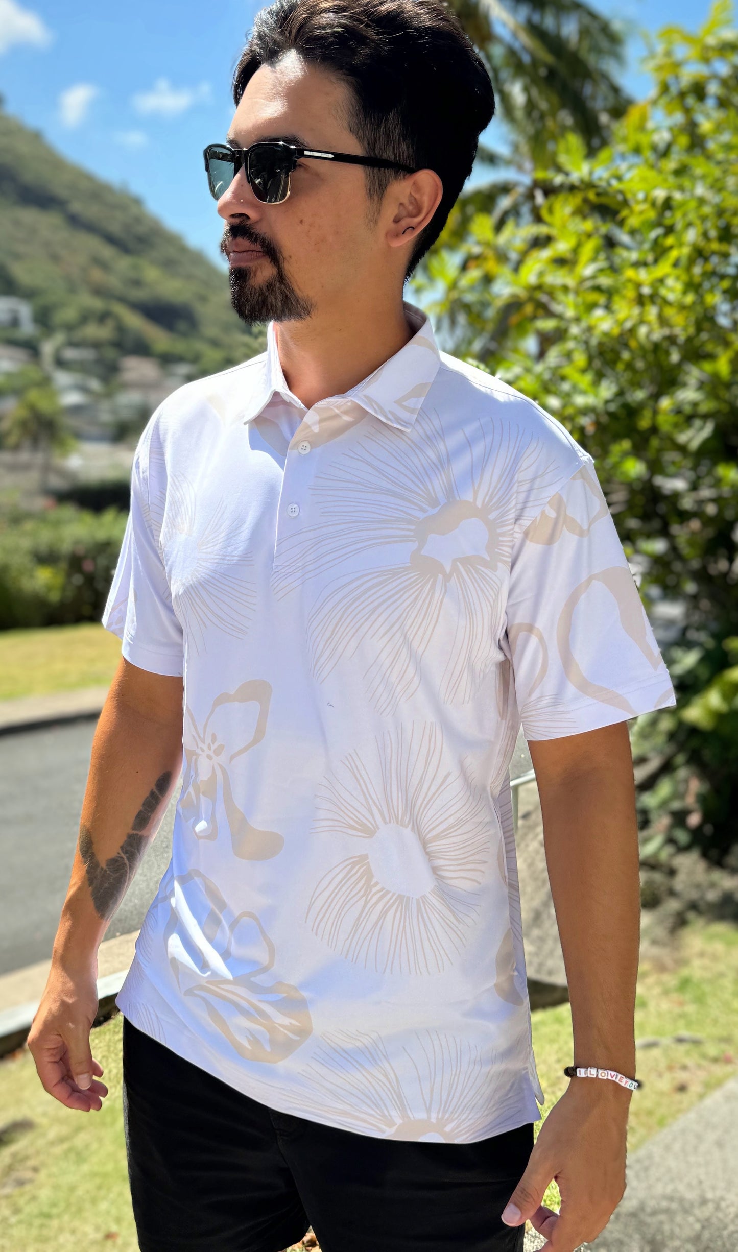 "Hawaiian Floral" Performance Polo Shirt