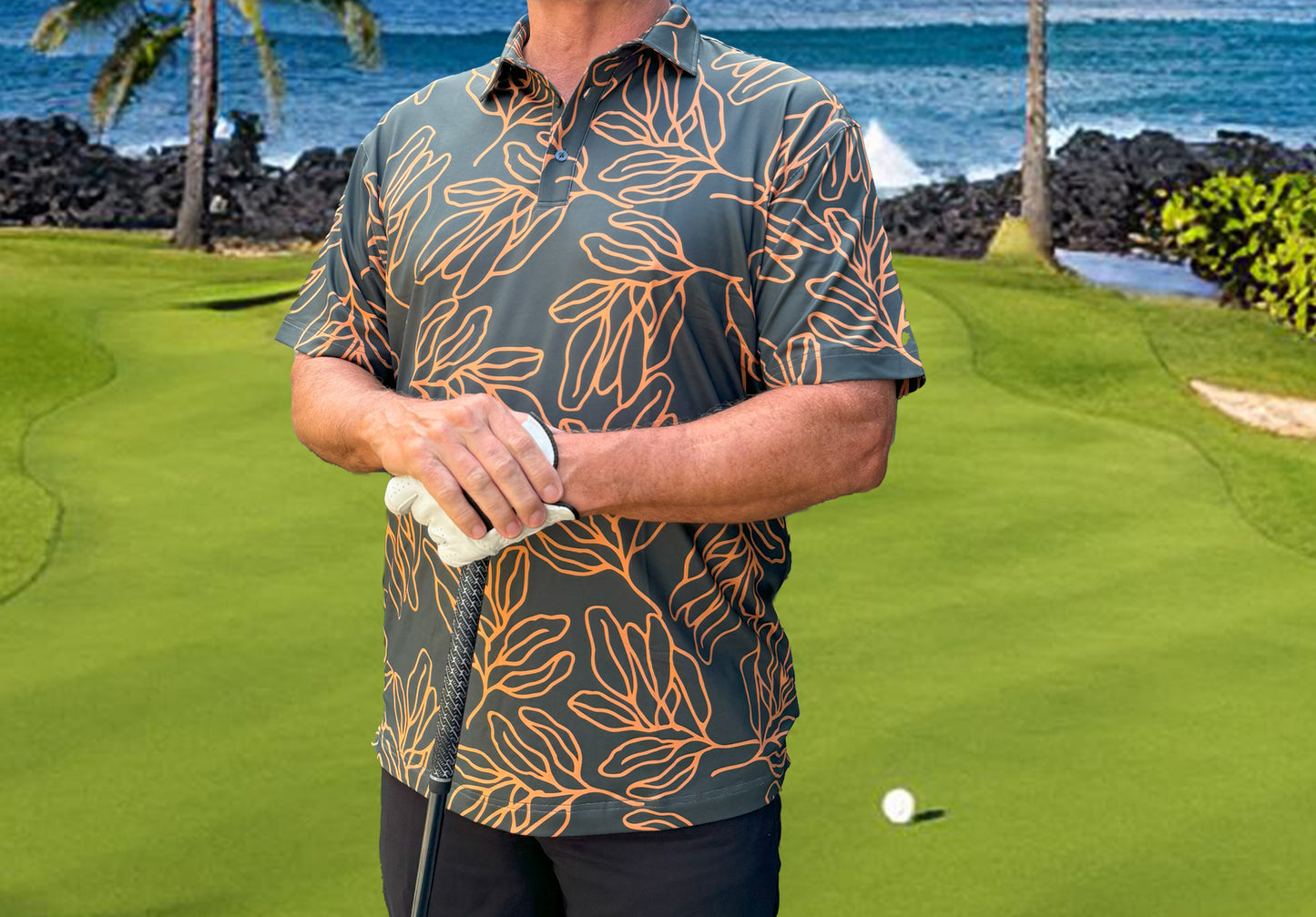 "Leaves" Performance Polo Shirt