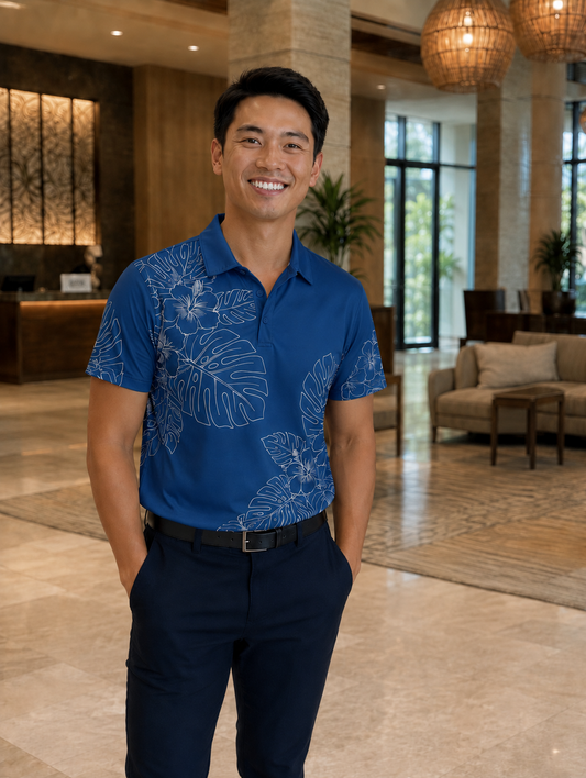 Hawaiian MONSTERA Performance Polo Shirt