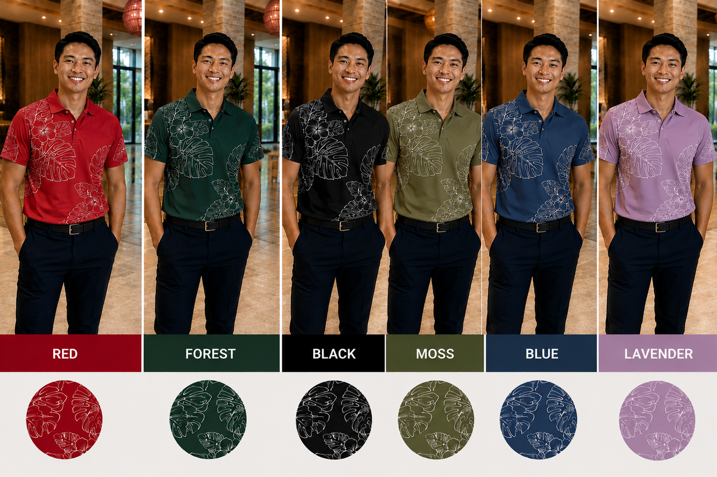 Hawaiian MONSTERA Performance Polo Shirt